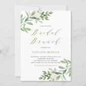Watercolor Greenery and Flowers Bridal Brunch Invitation (Front)