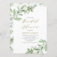 Watercolor Greenery and Flowers Bridal Shower Invitation