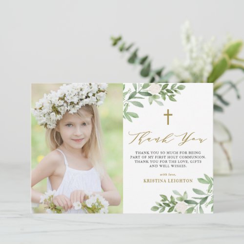 Watercolor Greenery and Flowers First Communion