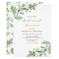 Watercolor Greenery and Flowers Rehearsal Dinner Invitation