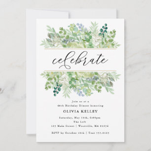 Watercolor Greenery and Foliage Party Invitation