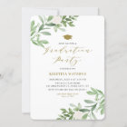 Watercolor Greenery and White Flowers Graduation