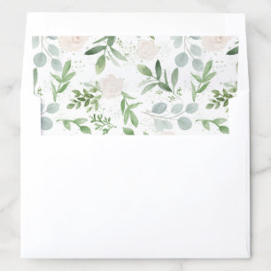 Watercolor Greenery and White Flowers Pattern Envelope Liner