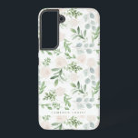 Watercolor Greenery and White Flowers Personalized Samsung Galaxy S22  Case<br><div class="desc">Customizable Samsung Galaxy Case featuring watercolor pattern of eucalyptus leaves,  foliage,  and white flowers Personalize by adding your own name or adding a short phrase. This greenery Samsung Galaxy Case is perfect as a personalized gift.</div>