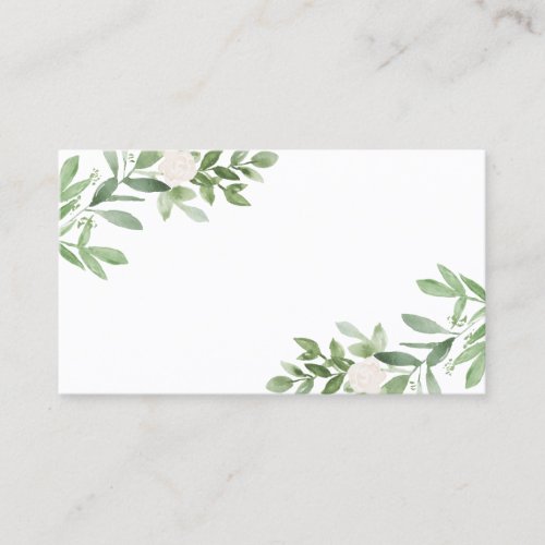 Watercolor Greenery and White Flowers Wedding Place Card