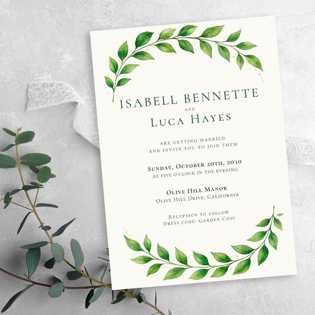 Watercolor Greenery Arch Wedding Invitation (Creator Uploaded)