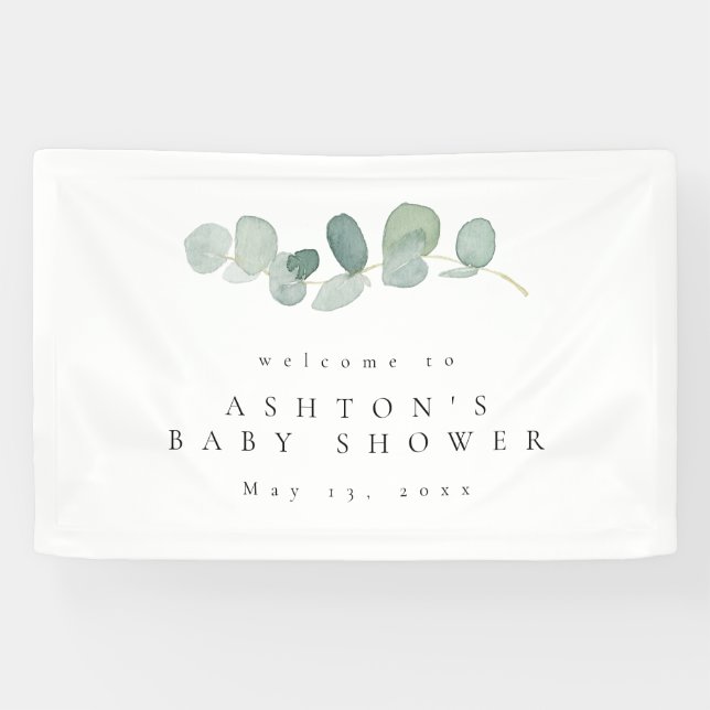 Watercolor Greenery Baby Shower Banner (Horizontal)