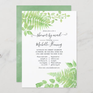 Watercolor Greenery Baby Shower by Mail Invitation