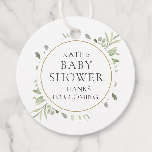 Watercolor Greenery Baby Shower Favor Tags