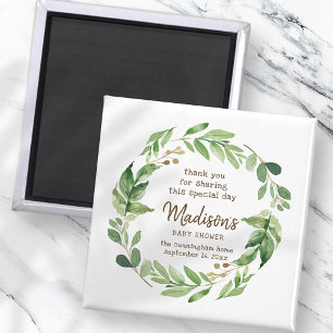 Watercolor Greenery Baby Shower Party Favor Magnet