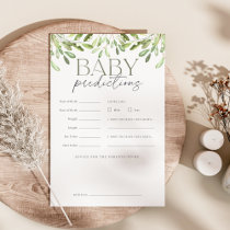 Watercolor Greenery Baby Shower Predictions Game Flyer