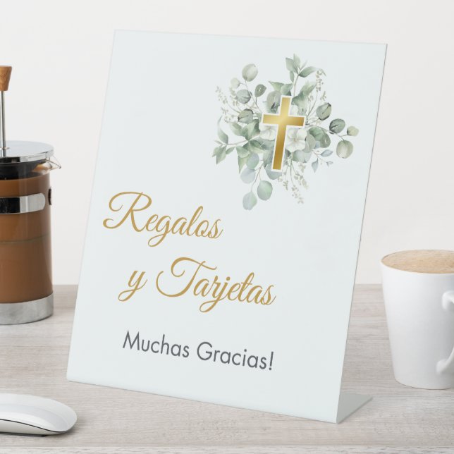 Watercolor Greenery Baptism Gifts and Cards Sign (In SItu)