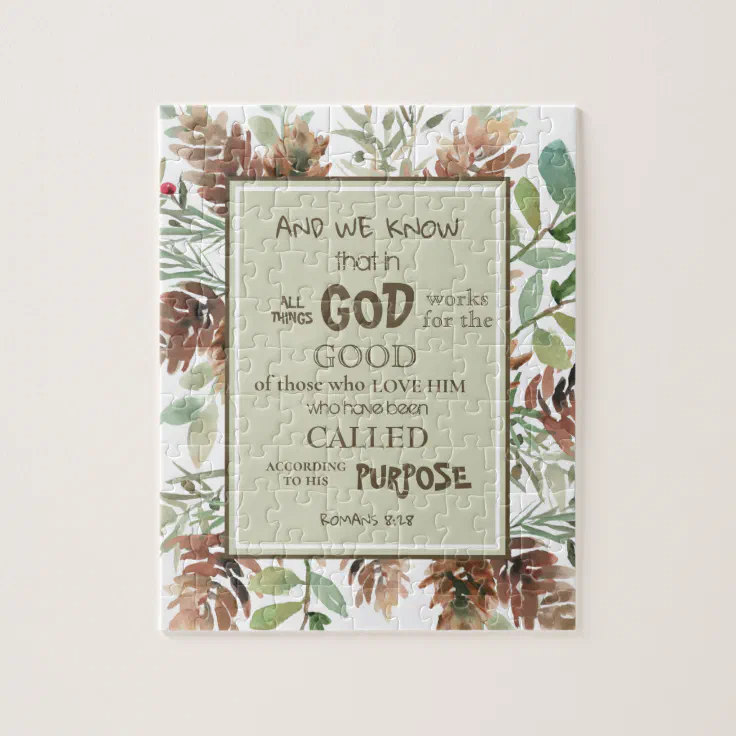 Watercolor Greenery Bible Verse Jigsaw Puzzle | Zazzle
