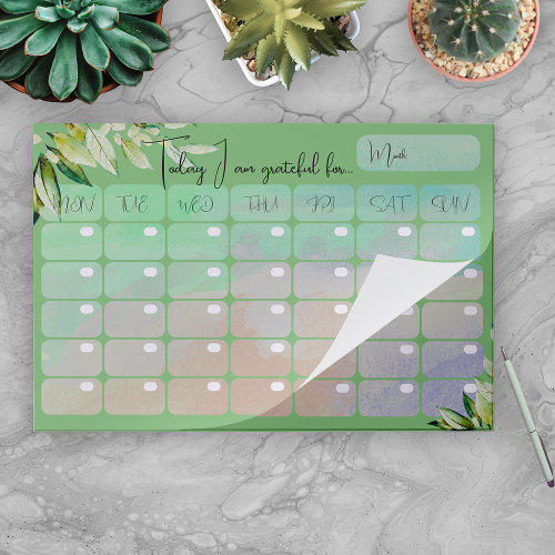 Watercolor Greenery Blank Daily Gratitude Journal