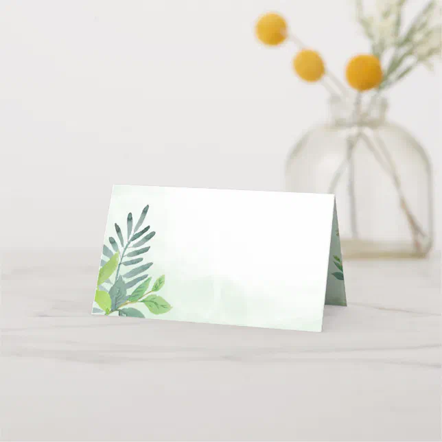 Watercolor Greenery Blank Wedding Place Cards Zazzle Watercolor greenery blank wedding place cards zazzle