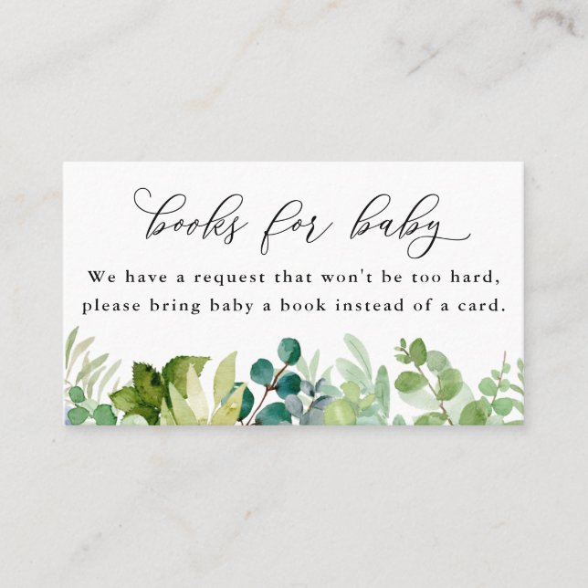 Watercolor Greenery Books for Baby Enclosure Card (Front)