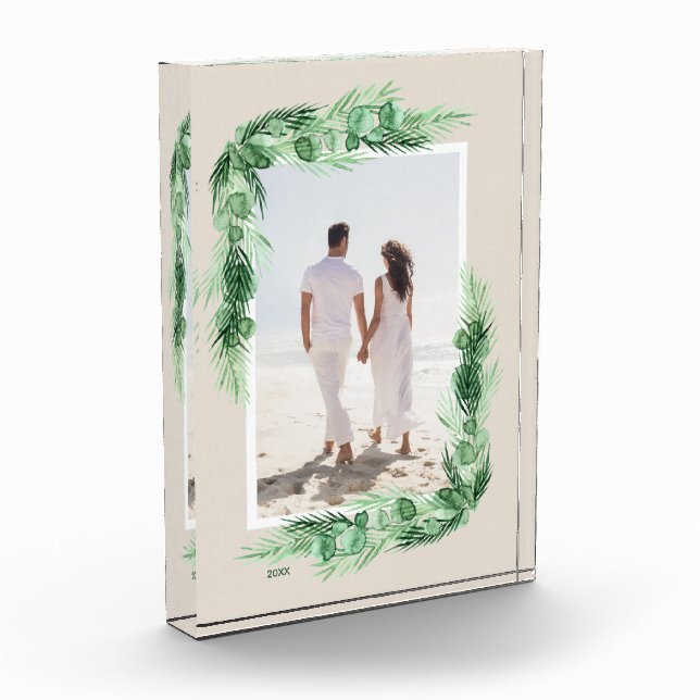 Watercolor Greenery Border Photo Block (Left)