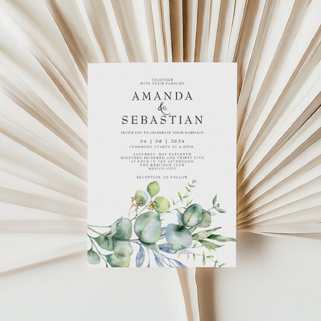 Watercolor Greenery Bouquet Winter Wedding Party  Invitation (Creator Uploaded)