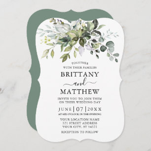 Watercolor Greenery Bracket Sage Green Wedding Invitation