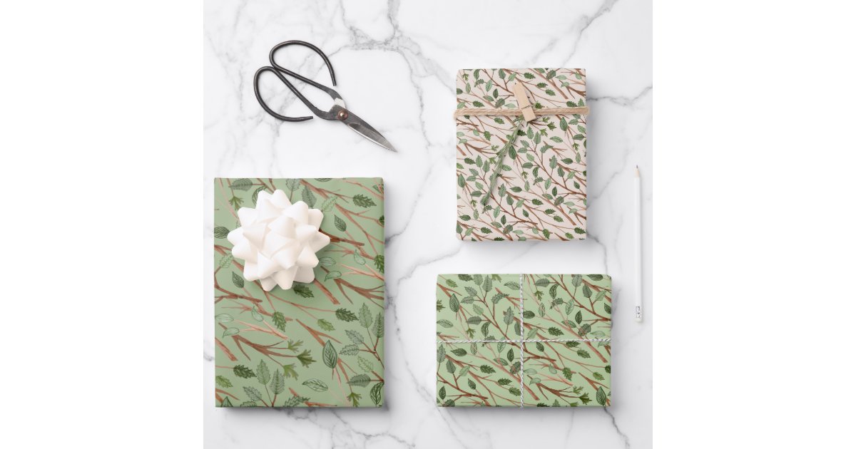 Watercolor Greenery Branches Wrapping Paper Sheets | Zazzle