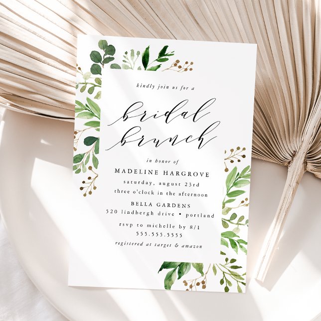 Watercolor Greenery Bridal Brunch Invitation (Creator Uploaded)