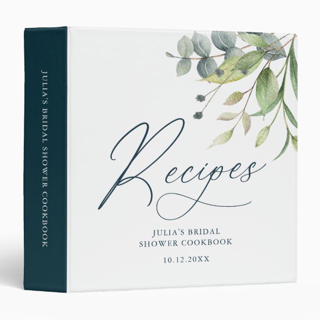 Watercolor Greenery  Bridal Shower Binder (Front/Spine)