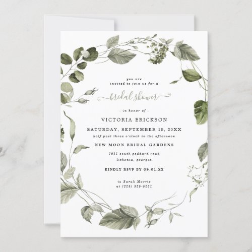 Watercolor Greenery  Bridal Shower Invitation