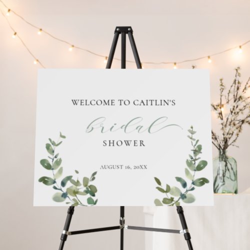 Watercolor Greenery Bridal Shower Welcome Foam Board
