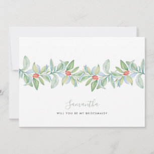 Watercolor Greenery Bridesmaid Proposal Cards