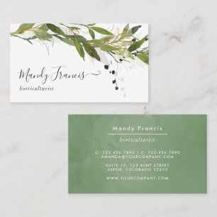 Watercolor greenery business card