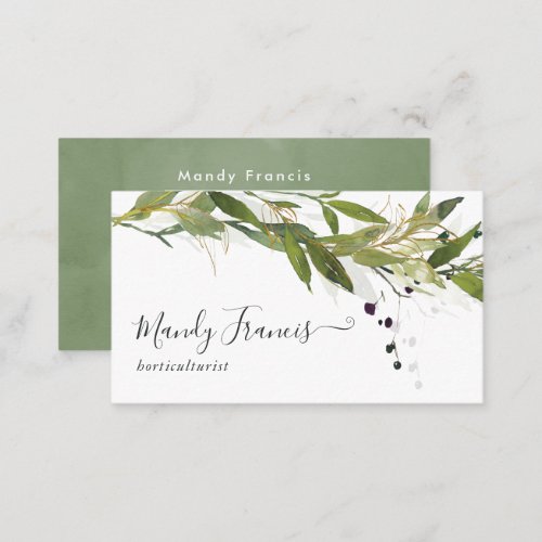 Watercolor greenery business card