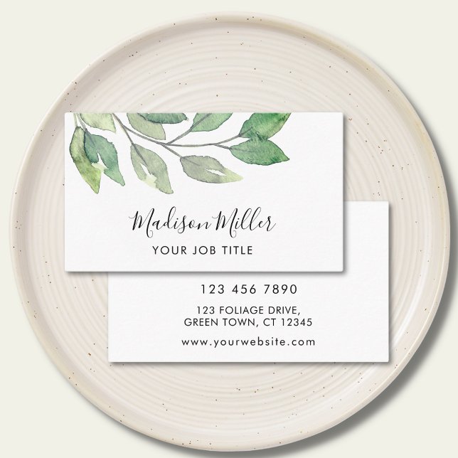 Watercolor Greenery Business Card (Creator Uploaded)