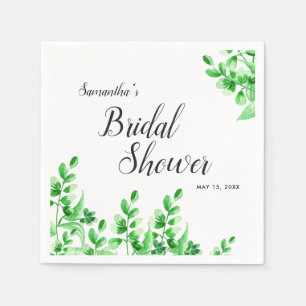 Watercolor Greenery Calligraphy Bridal Shower Napkins