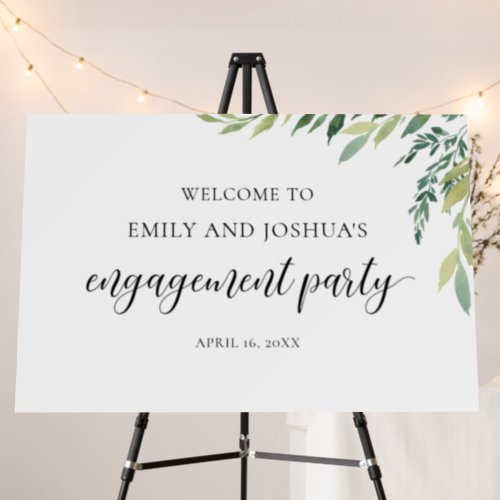 Watercolor Greenery Calligraphy Engagement Welcome Foam Board
