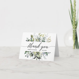 Watercolor Greenery Calligraphy Note Wedding Thank You Card