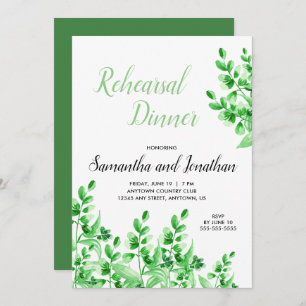 Watercolor Greenery Calligraphy Rehearsal Dinner Invitation