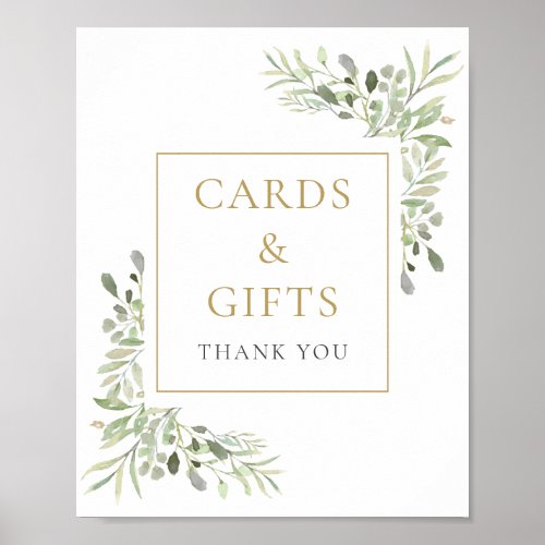 Watercolor Greenery Cards And Gifts Sign