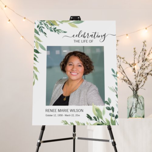 Watercolor Greenery Celebration of Life  Foam Board