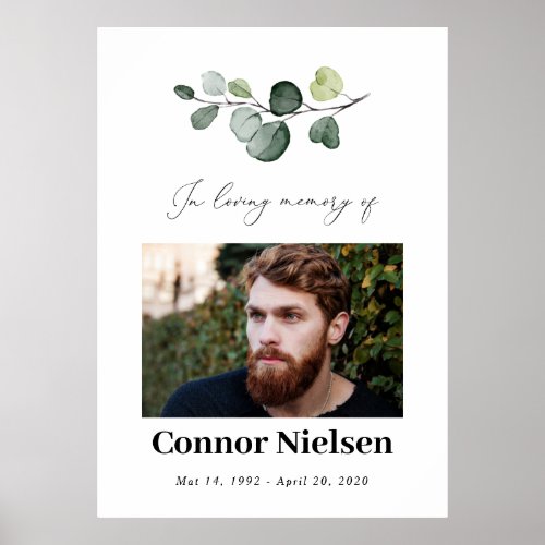 Watercolor Greenery Celebration Of Life Photo Sign