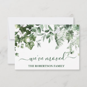 Watercolor Greenery Change Of Address Note Card