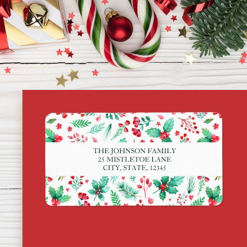 Watercolor Greenery Christmas  Label