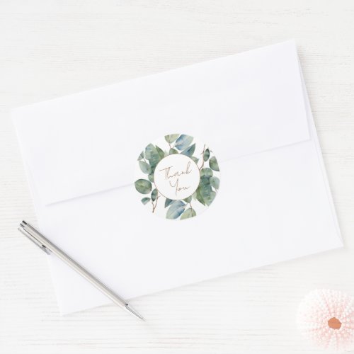 Watercolor greenery classic round sticker