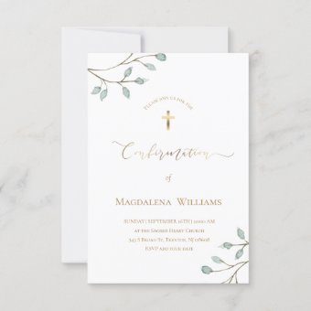 watercolor greenery | Confirmation Invitation | Zazzle