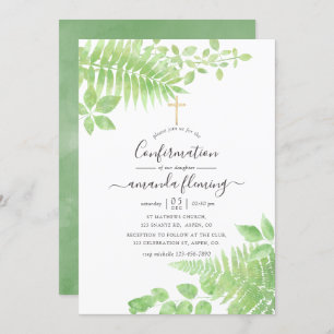 Watercolor Greenery Confirmation Invitation