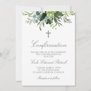 Watercolor Greenery Confirmation  Invitation