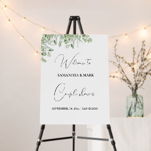 Watercolor Greenery couple Shower Welcome sign
