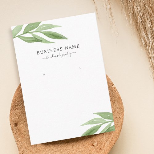 Watercolor Greenery Earring Jewelry Display Business Card