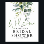 Watercolor Greenery Elegant Welcome Sign<br><div class="desc">Elegant greenery bridal shower or baby shower welcome sign poster</div>