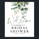 Watercolor Greenery Elegant Welcome Sign<br><div class="desc">Elegant greenery bridal shower or baby shower welcome sign poster</div>