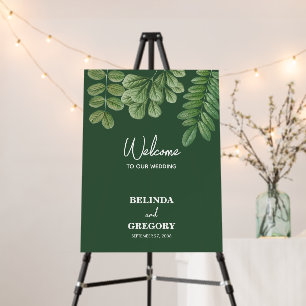 Watercolor Greenery Emerald Green Wedding Welcome Foam Board